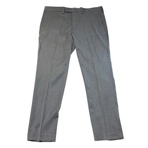 Louis Raphael Mens Slim Fit Stretch Dress Pants 38x30 Cement Mini Herringbone
